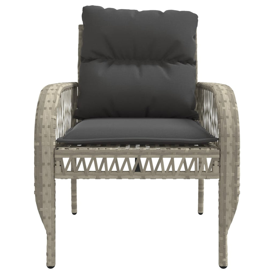 4-delige Loungeset met kussens poly rattan lichtgrijs