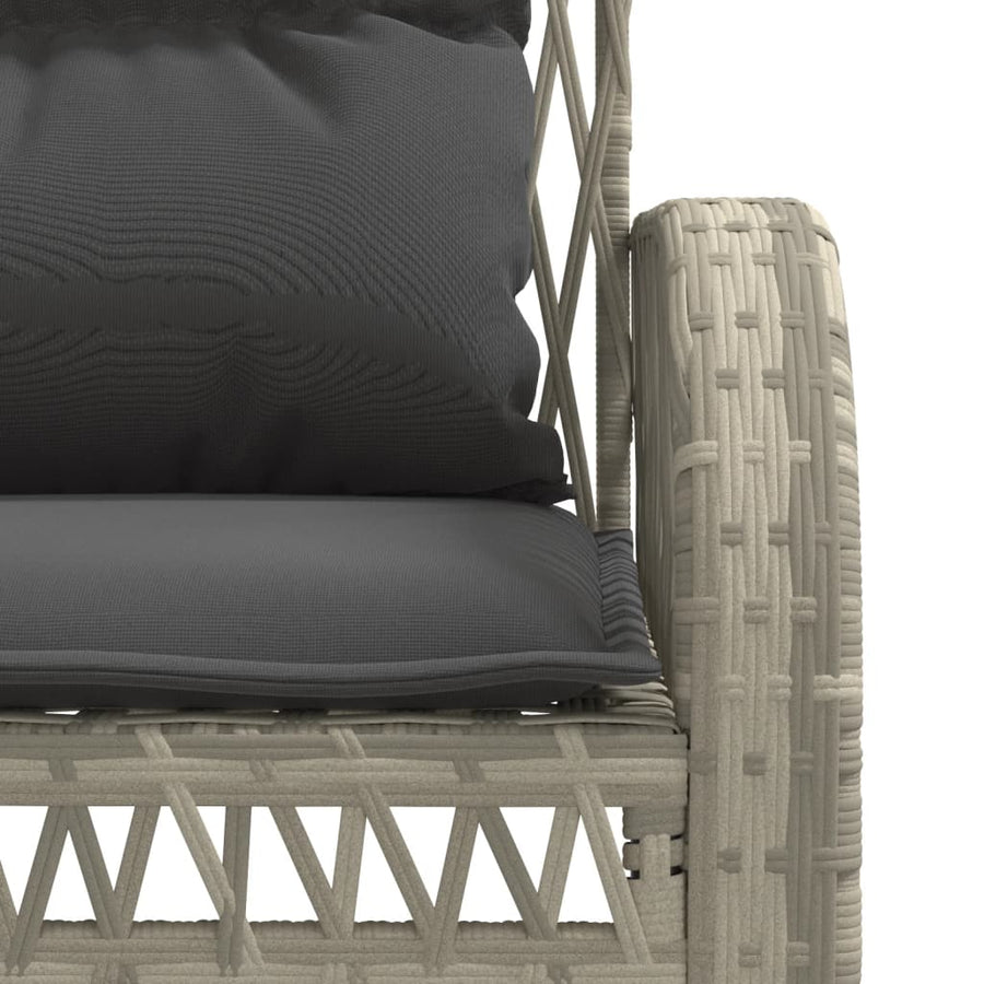4-delige Loungeset met kussens poly rattan lichtgrijs