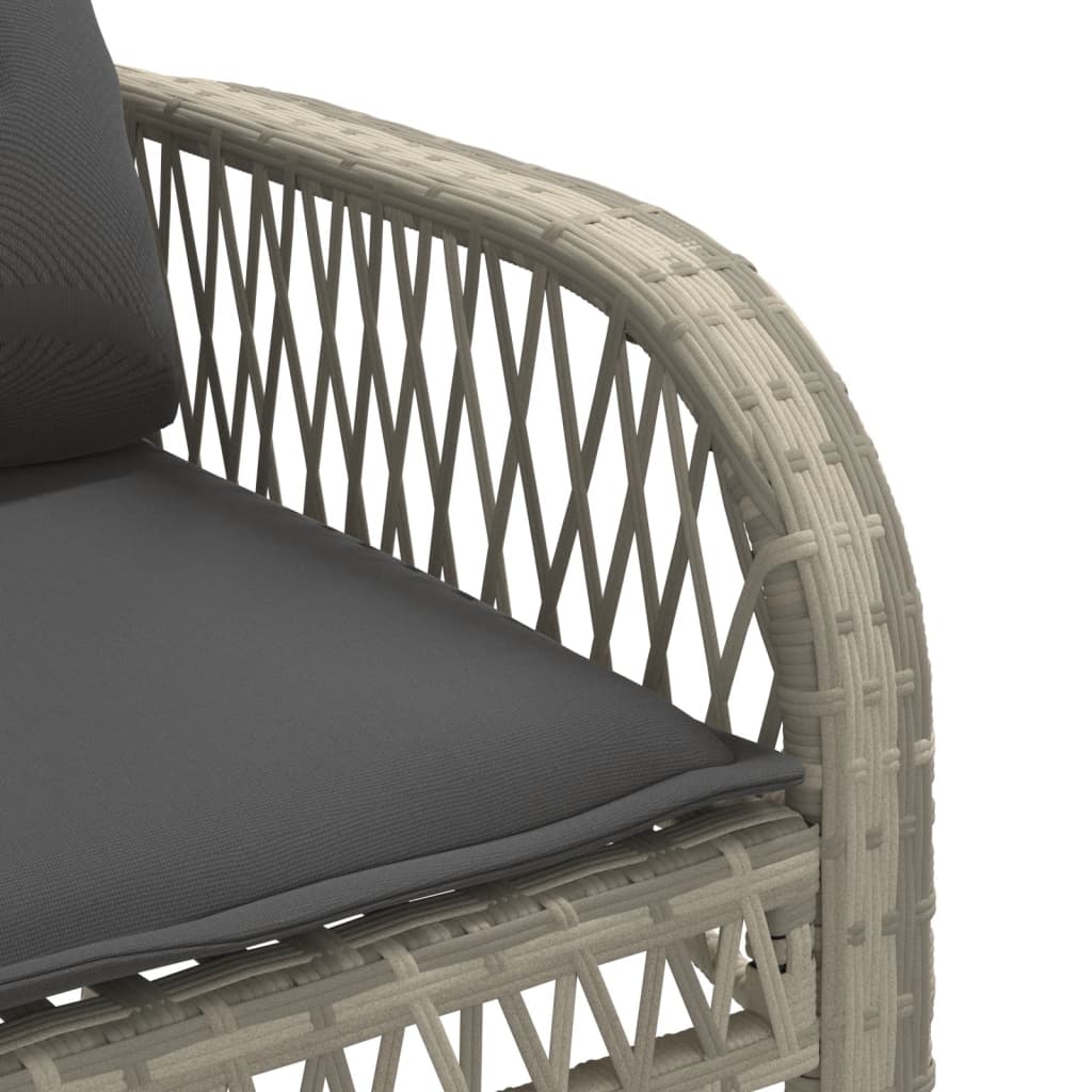 4-delige Loungeset met kussens poly rattan lichtgrijs