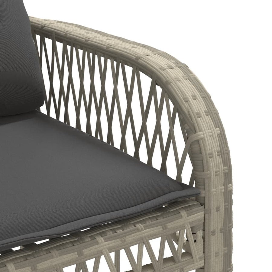 4-delige Loungeset met kussens poly rattan lichtgrijs