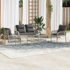 4-delige Loungeset met kussens poly rattan lichtgrijs