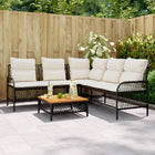 2-piece lounge set with cushions poly rattan black
