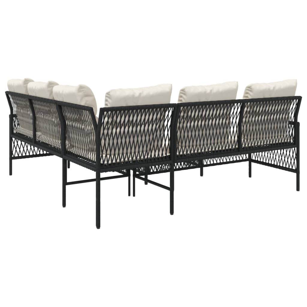 2-delige Loungeset met kussens poly rattan grijs