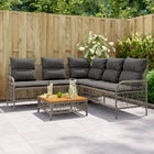 2-piece Lounge Set with cushions poly rattan grey