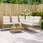 2-piece Loungeset with cushions poly rattan beige