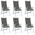 Stoelkussens hoge rug stof donkergrijs set van 6