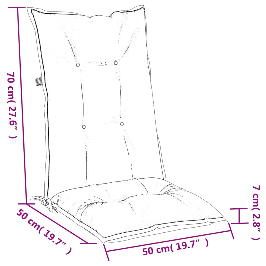 Stoelkussens Hoge Rug Stof Gemêleerd Crème 2