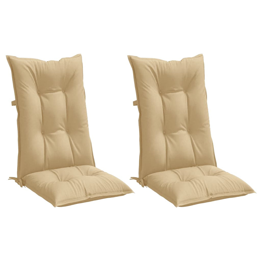Stoelkussens Hoge Rug Stof Gemêleerd Beige 2
