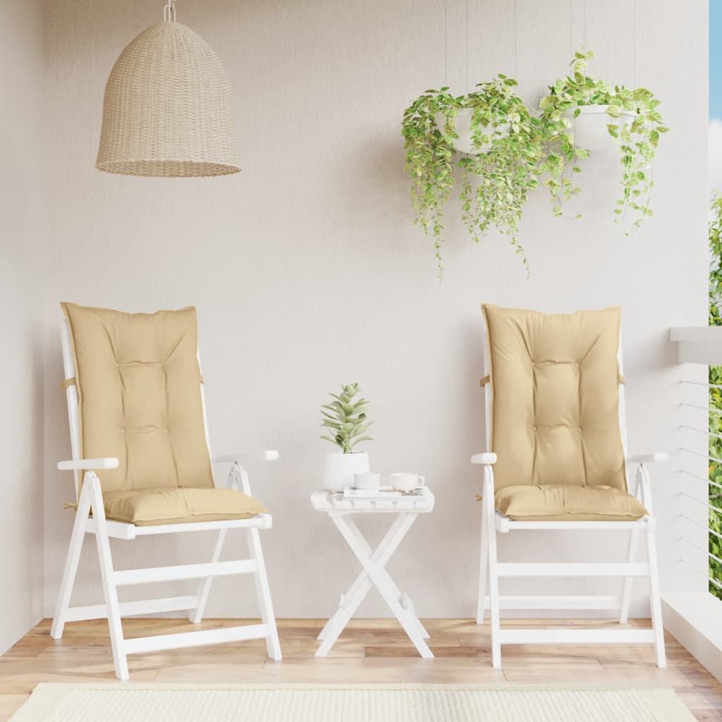 Stoelkussens Hoge Rug Stof Gemêleerd Beige 2