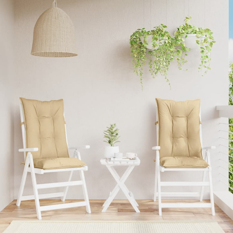 Stoelkussens Hoge Rug Stof Gemêleerd Beige 2