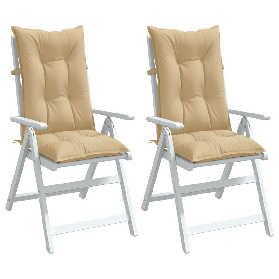 Stoelkussens Hoge Rug Stof Gemêleerd Beige 2