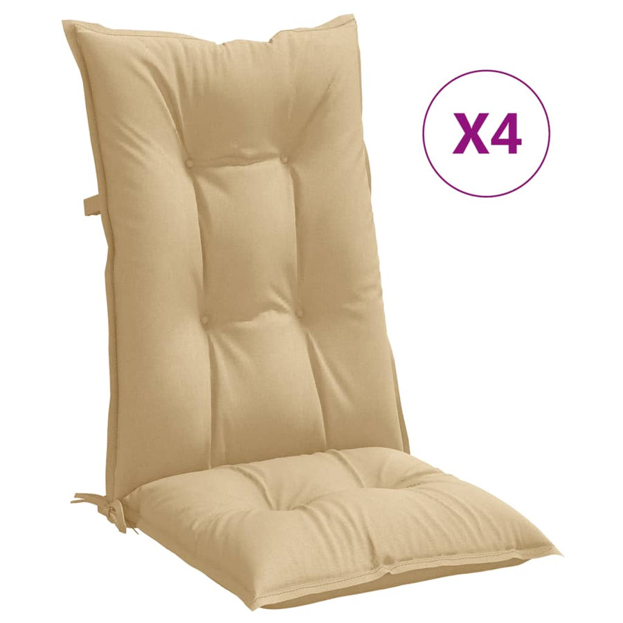 Stoelkussens Hoge Rug Stof Gemêleerd Beige 4