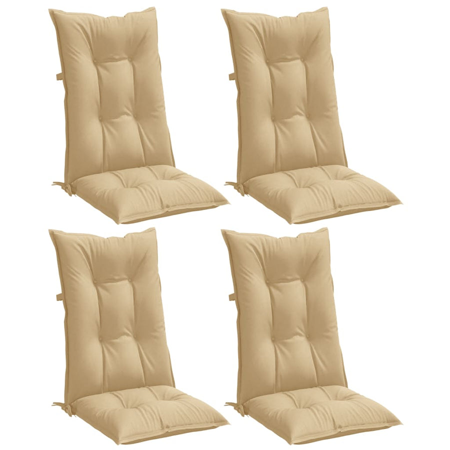 Stoelkussens Hoge Rug Stof Gemêleerd Beige 4