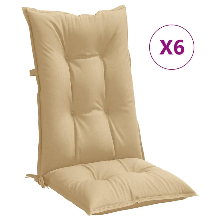 Stoelkussens Hoge Rug Stof Gemêleerd Beige 6