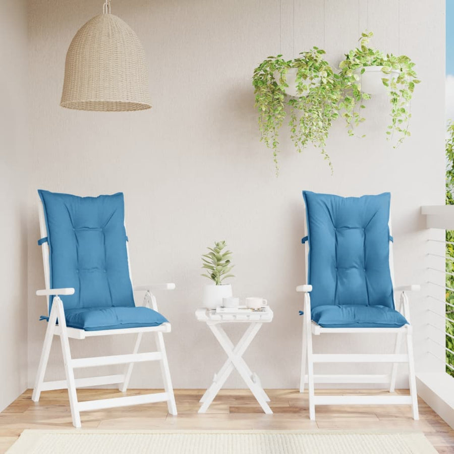 Stoelkussens Hoge Rug Stof Gemêleerd Blauw 2