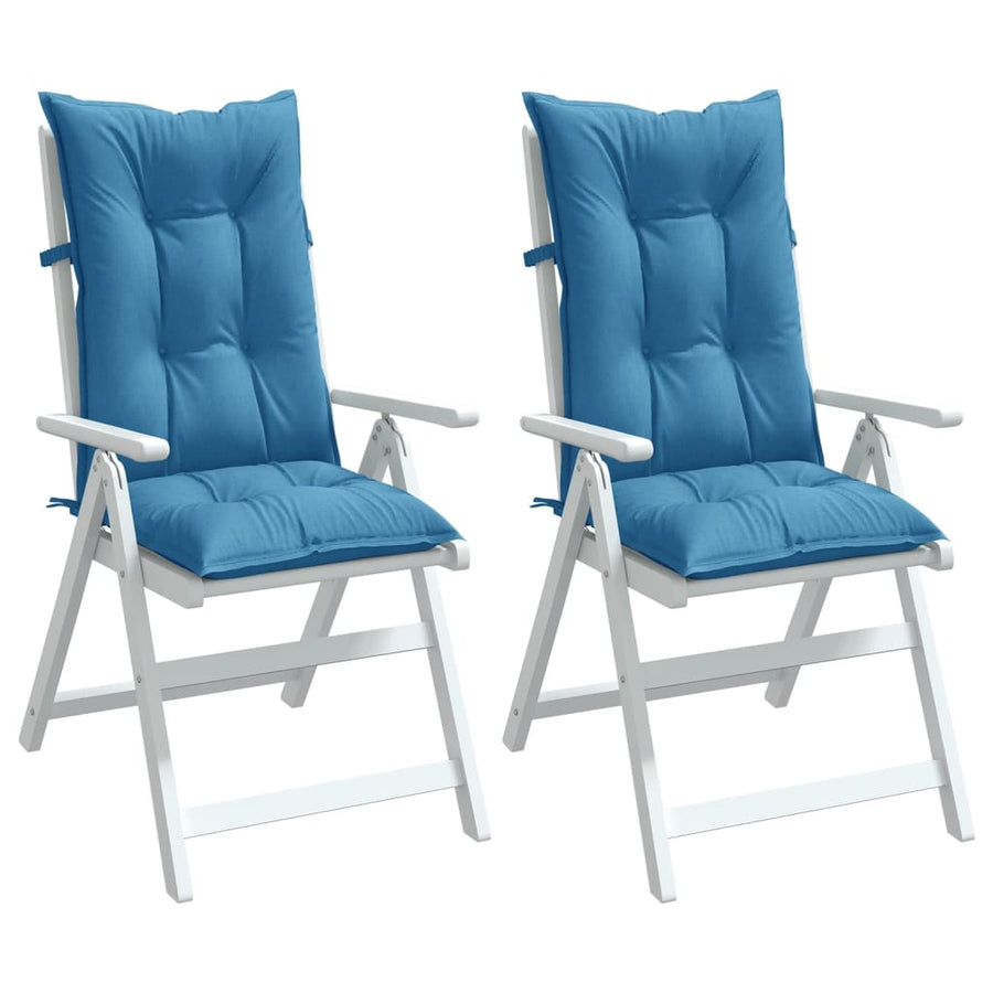 Stoelkussens Hoge Rug Stof Gemêleerd Blauw 2