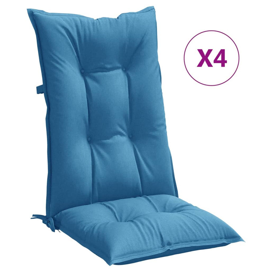 Stoelkussens Hoge Rug Stof Gemêleerd Blauw 4