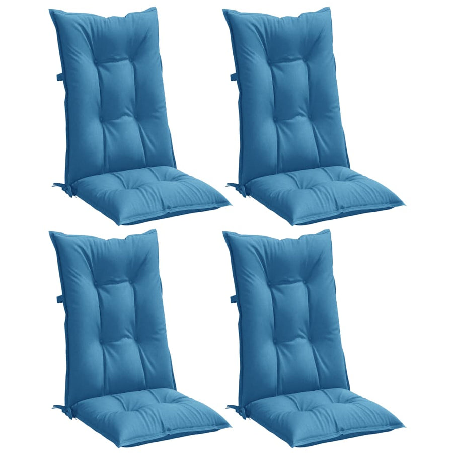 Stoelkussens Hoge Rug Stof Gemêleerd Blauw 4