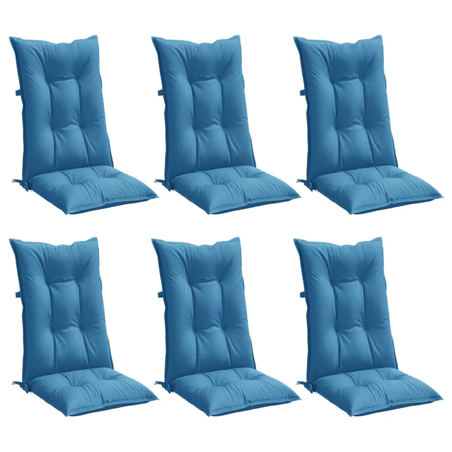 Stoelkussens Hoge Rug Stof Gemêleerd Blauw 6