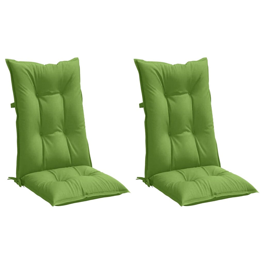 Stoelkussens 2 st hoge rug 120x50x7 cm stof gemêleerd groen
