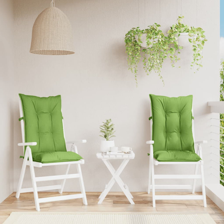 Stoelkussens 2 st hoge rug 120x50x7 cm stof gemêleerd groen