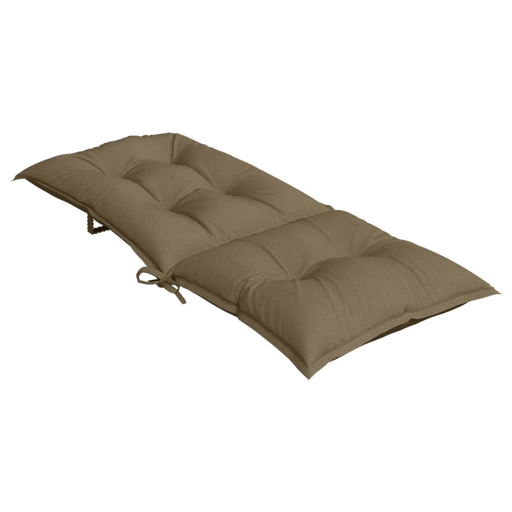 Stoelkussens Hoge Rug Stof Gemêleerd Taupe 2