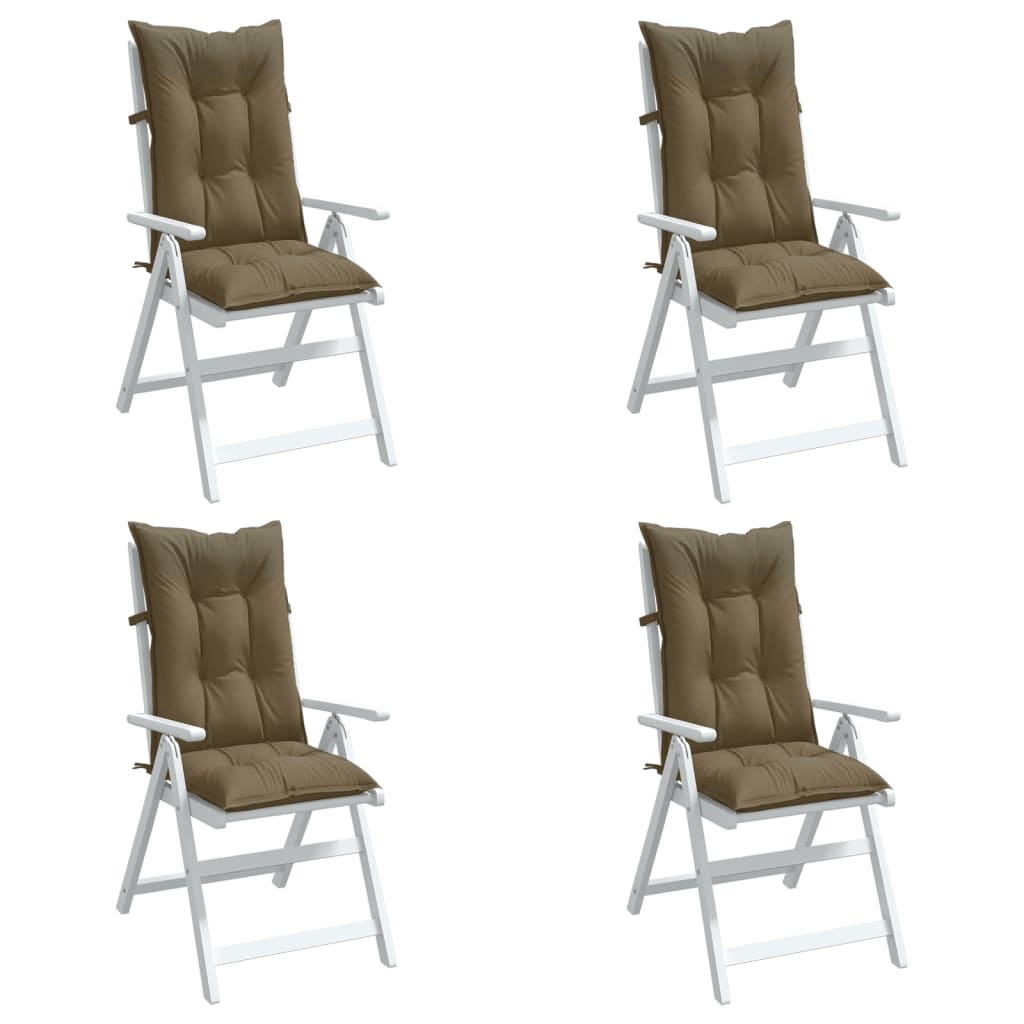 Stoelkussens 4 st hoge rug 120x50x7 cm stof gemêleerd taupe