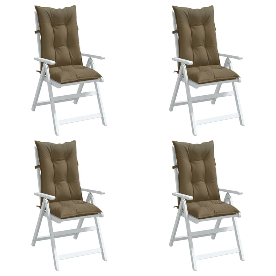 Stoelkussens 4 st hoge rug 120x50x7 cm stof gemêleerd taupe