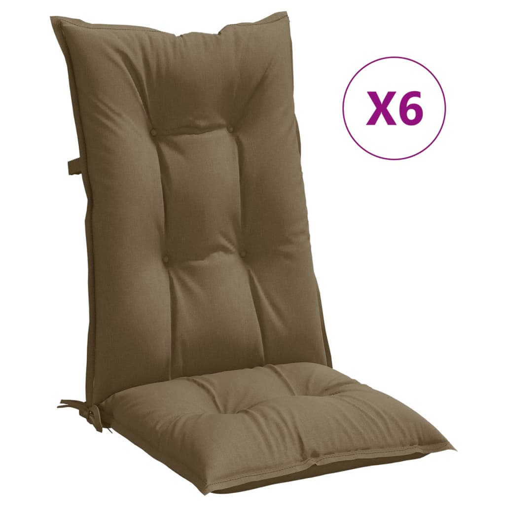 Stoelkussens Hoge Rug Stof Gemêleerd Taupe 6