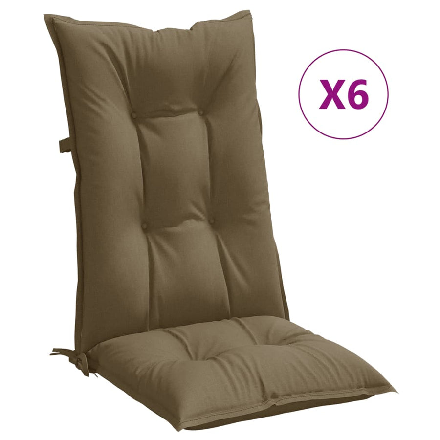Stoelkussens Hoge Rug Stof Gemêleerd Taupe 6