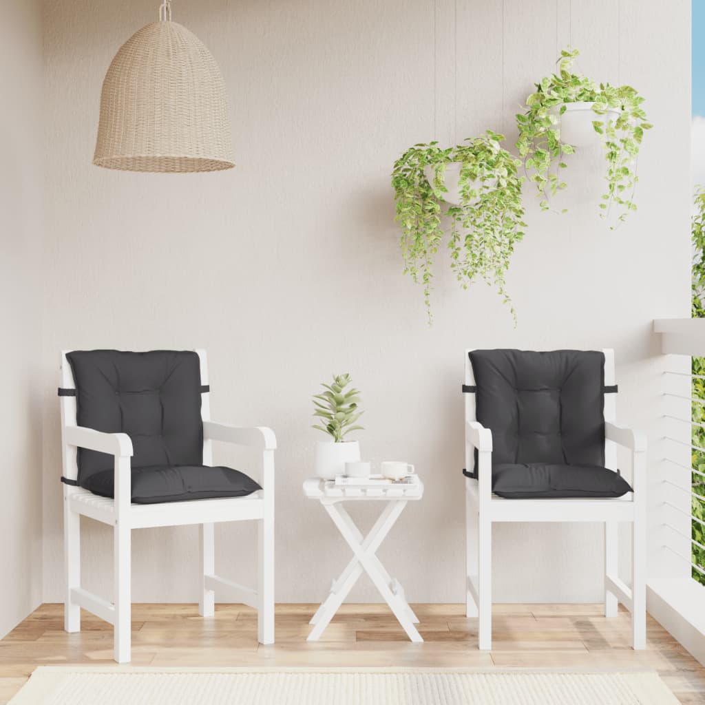 Stoelkussens 2 st lage rug 100x50x7 cm stof gemêleerd antraciet