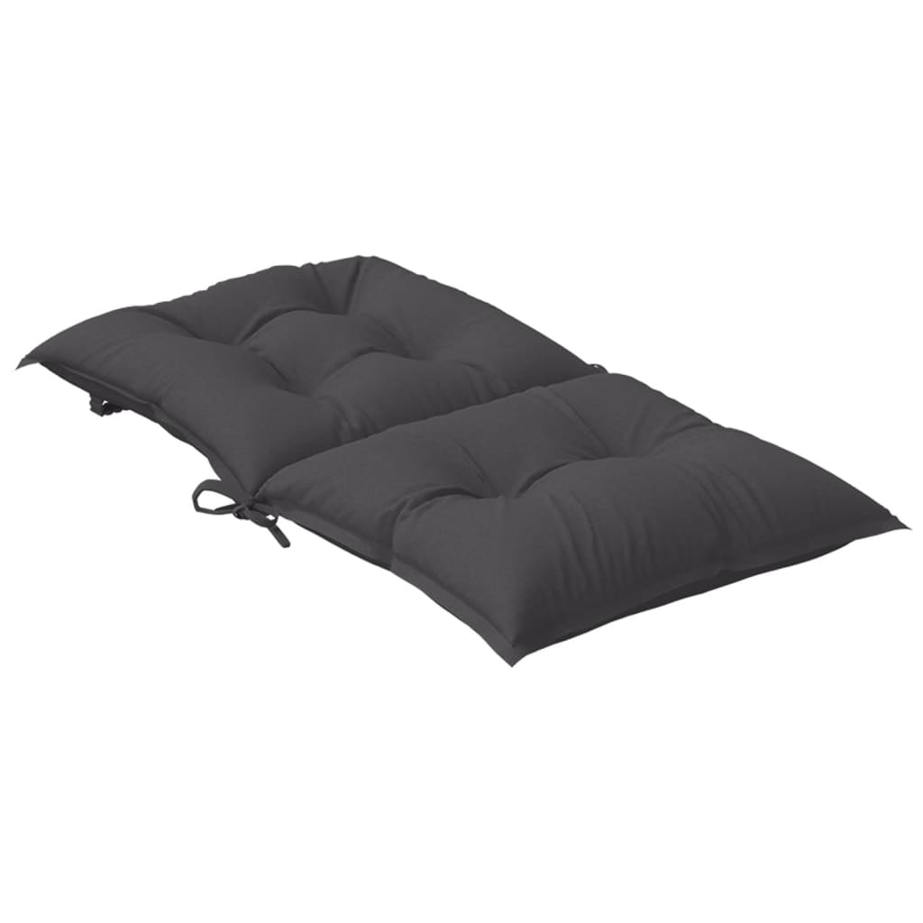 Stoelkussens 2 st lage rug 100x50x7 cm stof gemêleerd antraciet