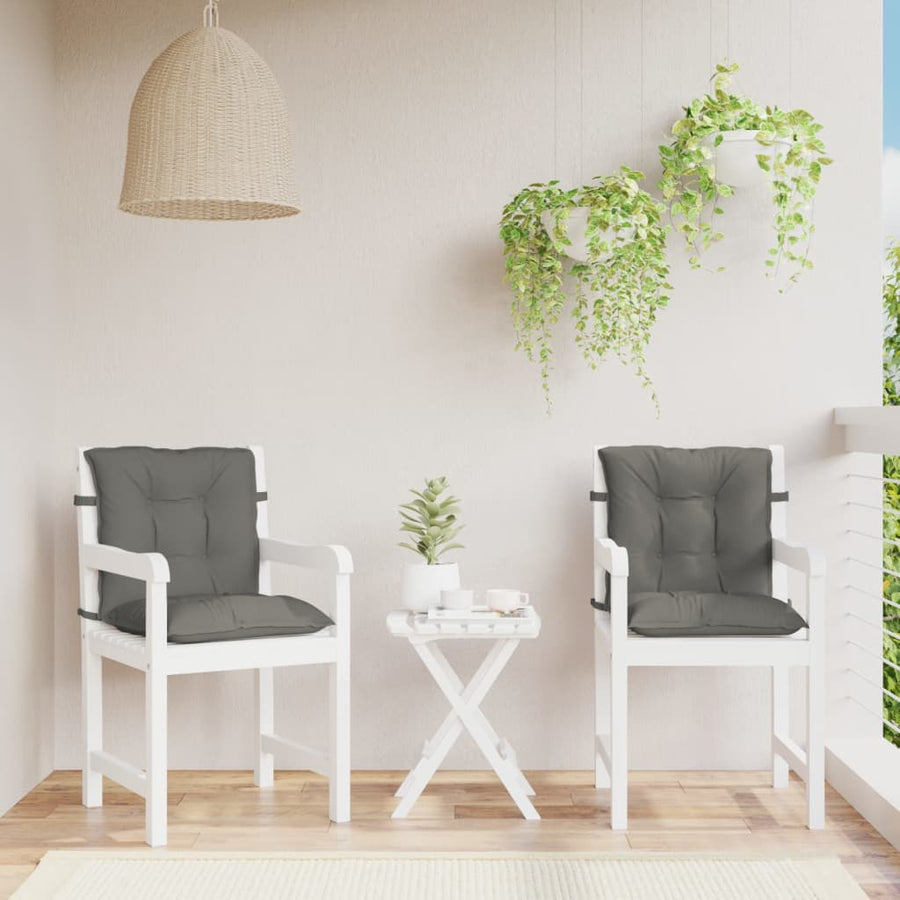Stoelkussens 2 st lage rug 100x50x7 cm stof donkergrijs