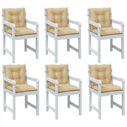 Stoelkussens lage rug gemêleerd beige set van 6