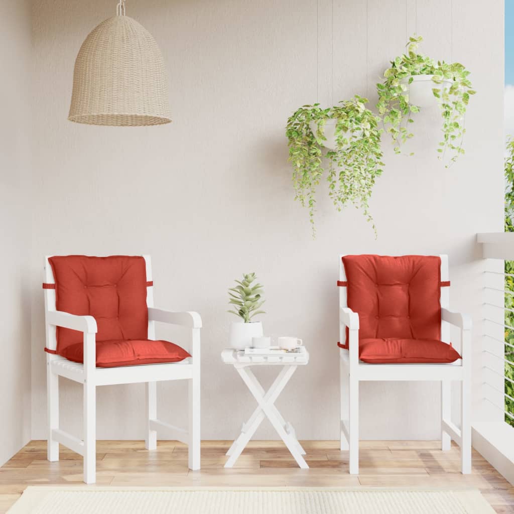 Stoelkussens 2 st lage rug 100x50x7 cm stof gemêleerd rood
