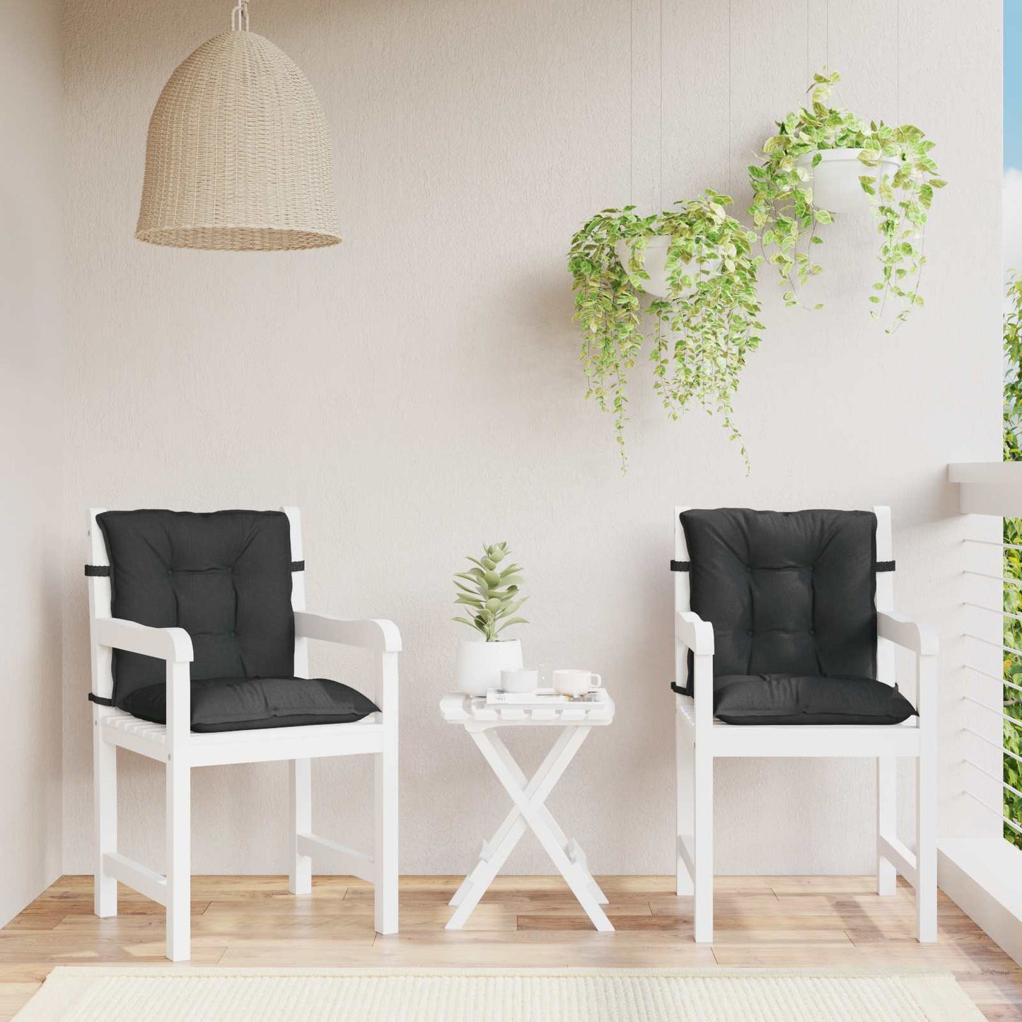 Laagrug Stoelkussens Set 2 pcs Melange Zwart 100 x 50 x 7 cm