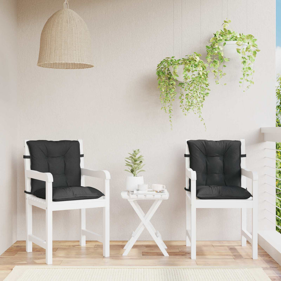 Laagrug Stoelkussens Set 2 pcs Melange Zwart 100 x 50 x 7 cm