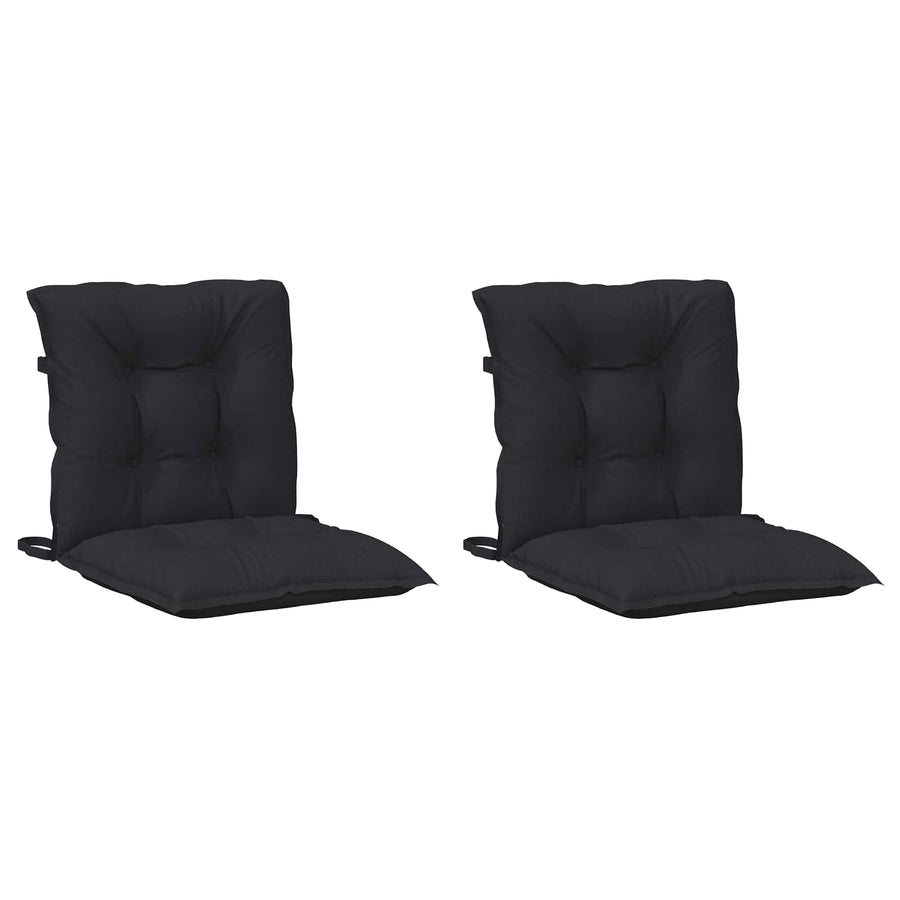 Laagrug Stoelkussens Set 2 pcs Melange Zwart 100 x 50 x 7 cm