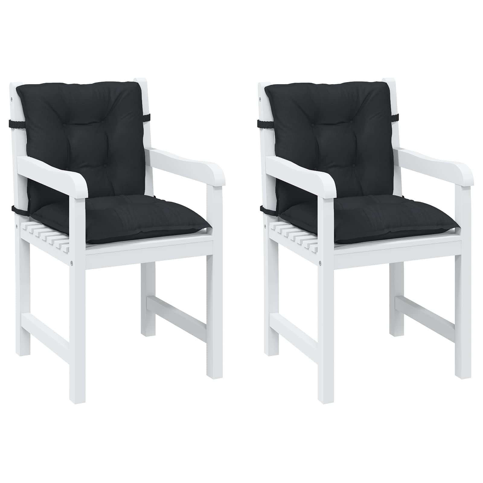 Laagrug Stoelkussens Set 2 pcs Melange Zwart 100 x 50 x 7 cm