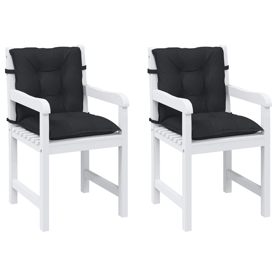 Laagrug Stoelkussens Set 2 pcs Melange Zwart 100 x 50 x 7 cm