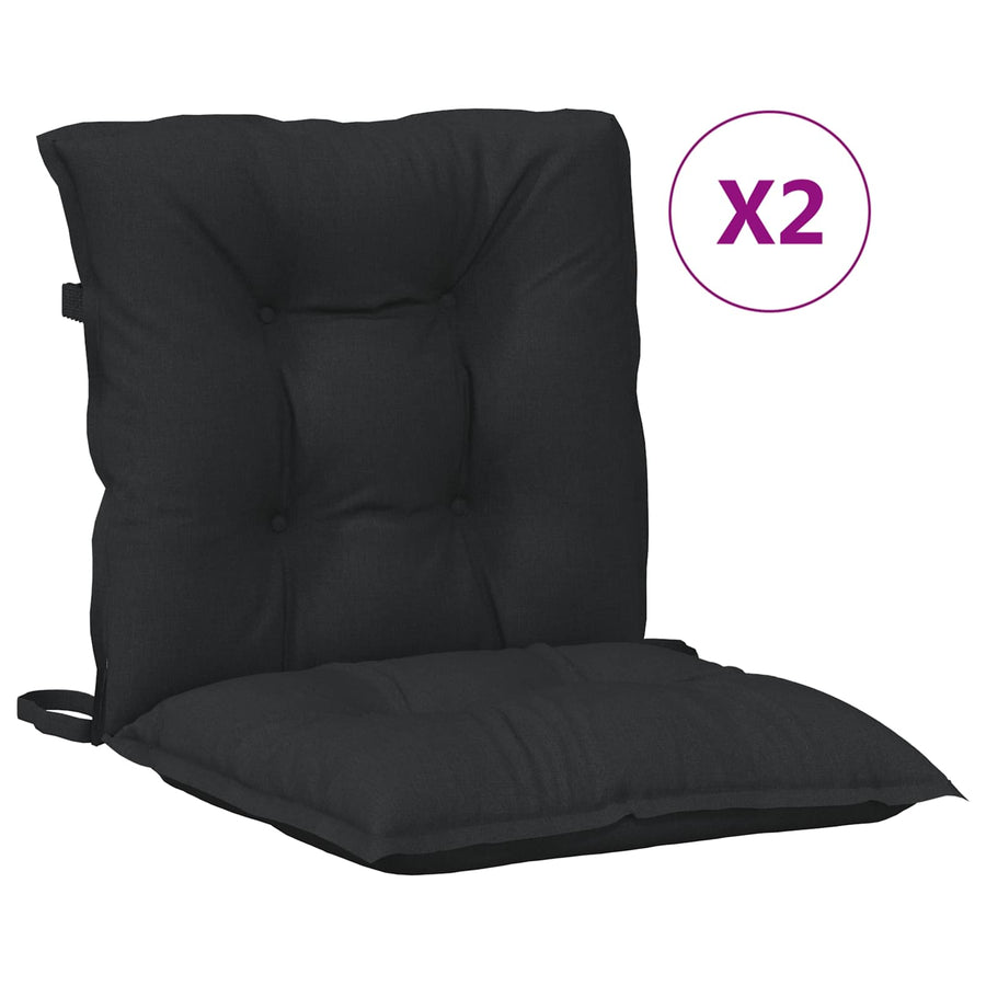 Laagrug Stoelkussens Set 2 pcs Melange Zwart 100 x 50 x 7 cm