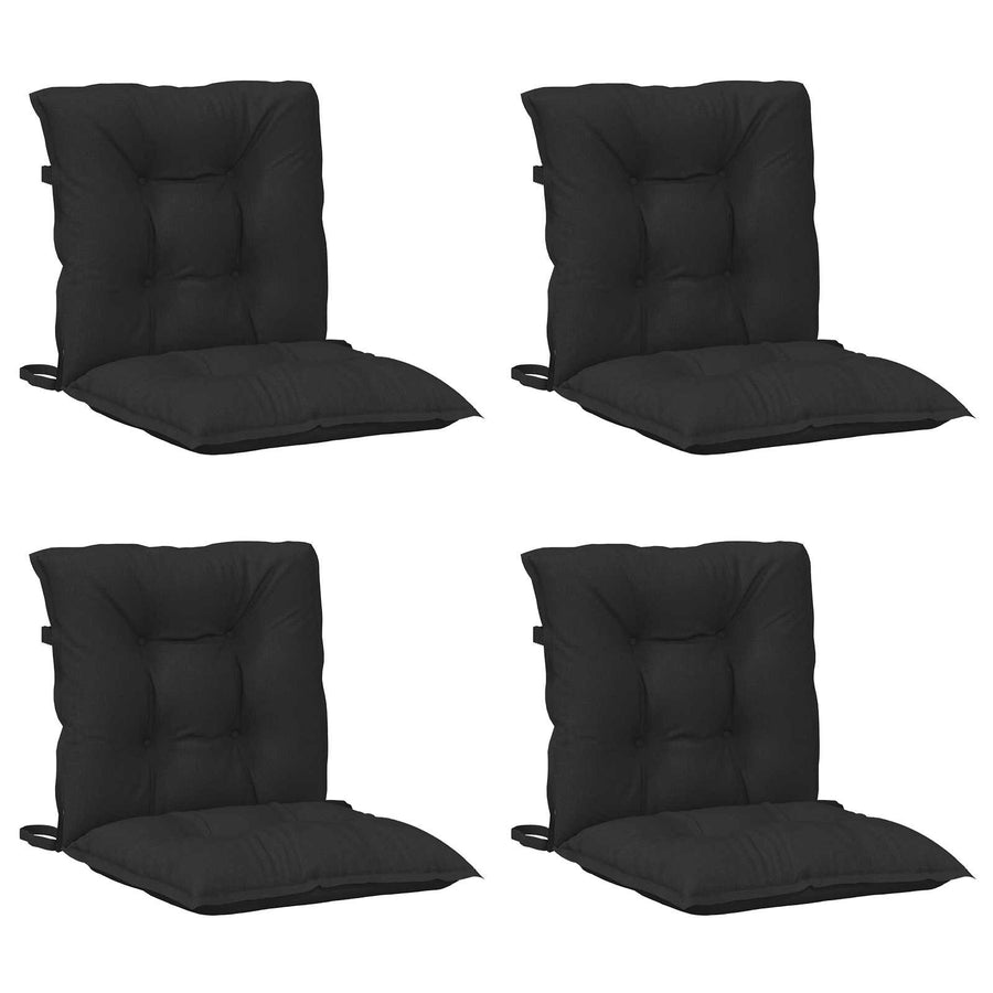 Laagrug Stoelkussens Set 4 pcs Melange Zwart 100 x 50 x 7 cm