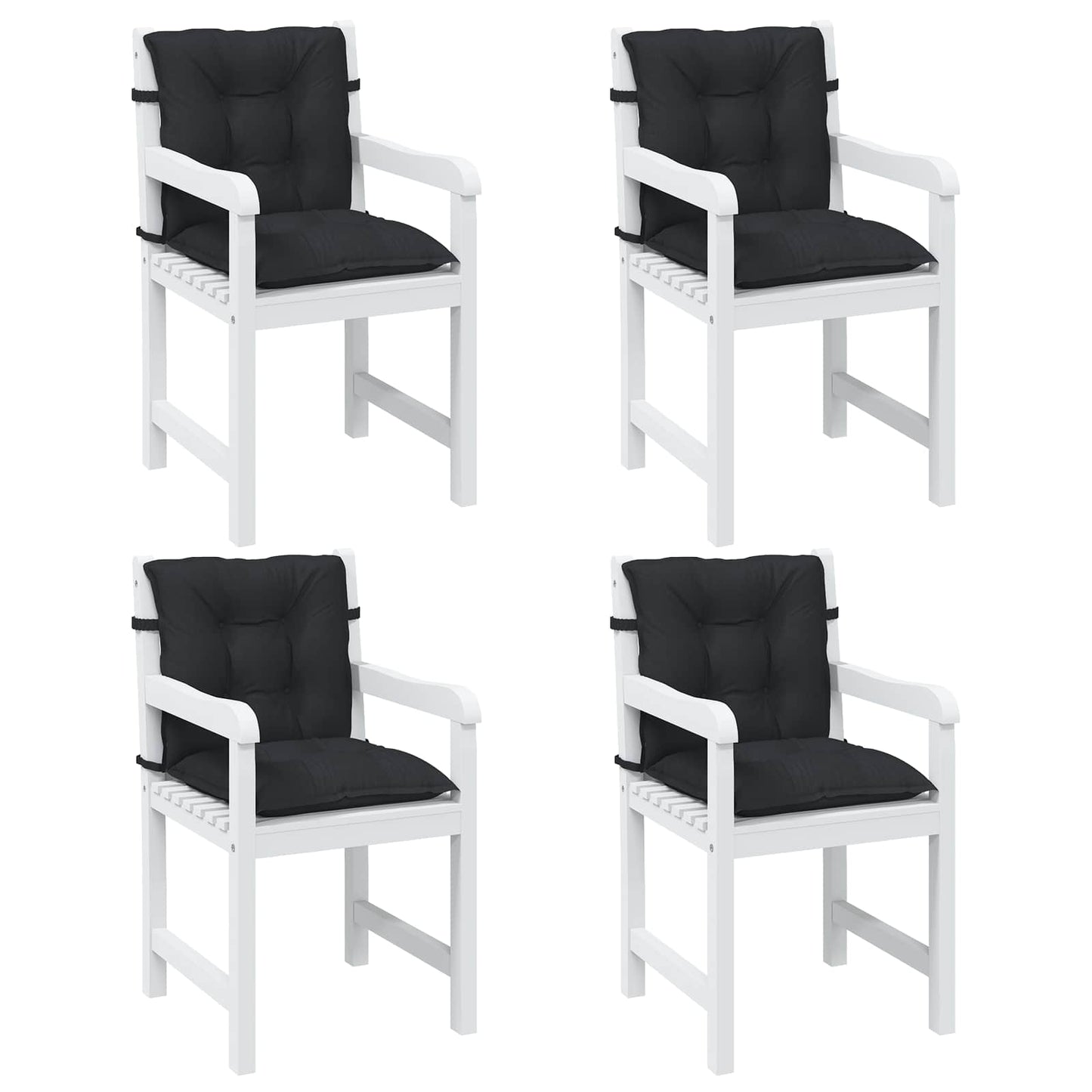 Laagrug Stoelkussens Set 4 pcs Melange Zwart 100 x 50 x 7 cm