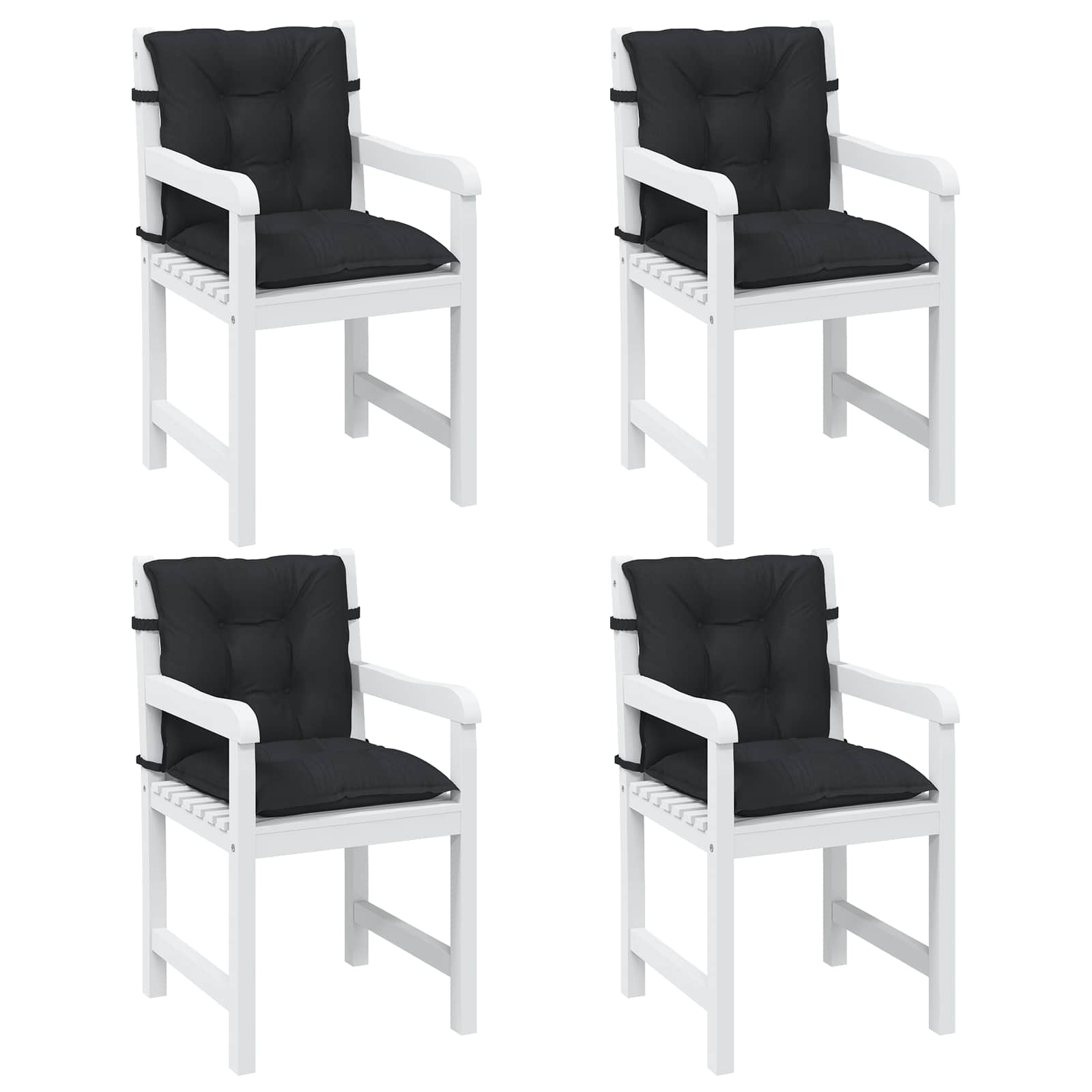 Laagrug Stoelkussens Set 4 pcs Melange Zwart 100 x 50 x 7 cm