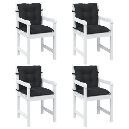 Laagrug Stoelkussens Set 4 pcs Melange Zwart 100 x 50 x 7 cm