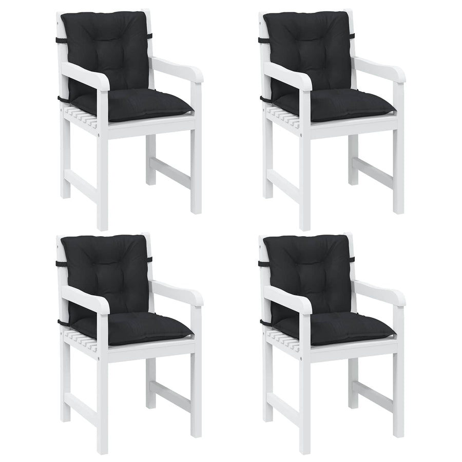 Laagrug Stoelkussens Set 4 pcs Melange Zwart 100 x 50 x 7 cm