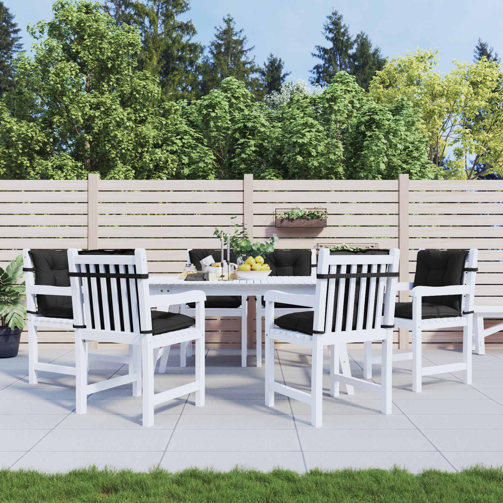 Laagrug Stoelkussens Set 6 pcs Melange Zwart 100 x 50 x 7 cm