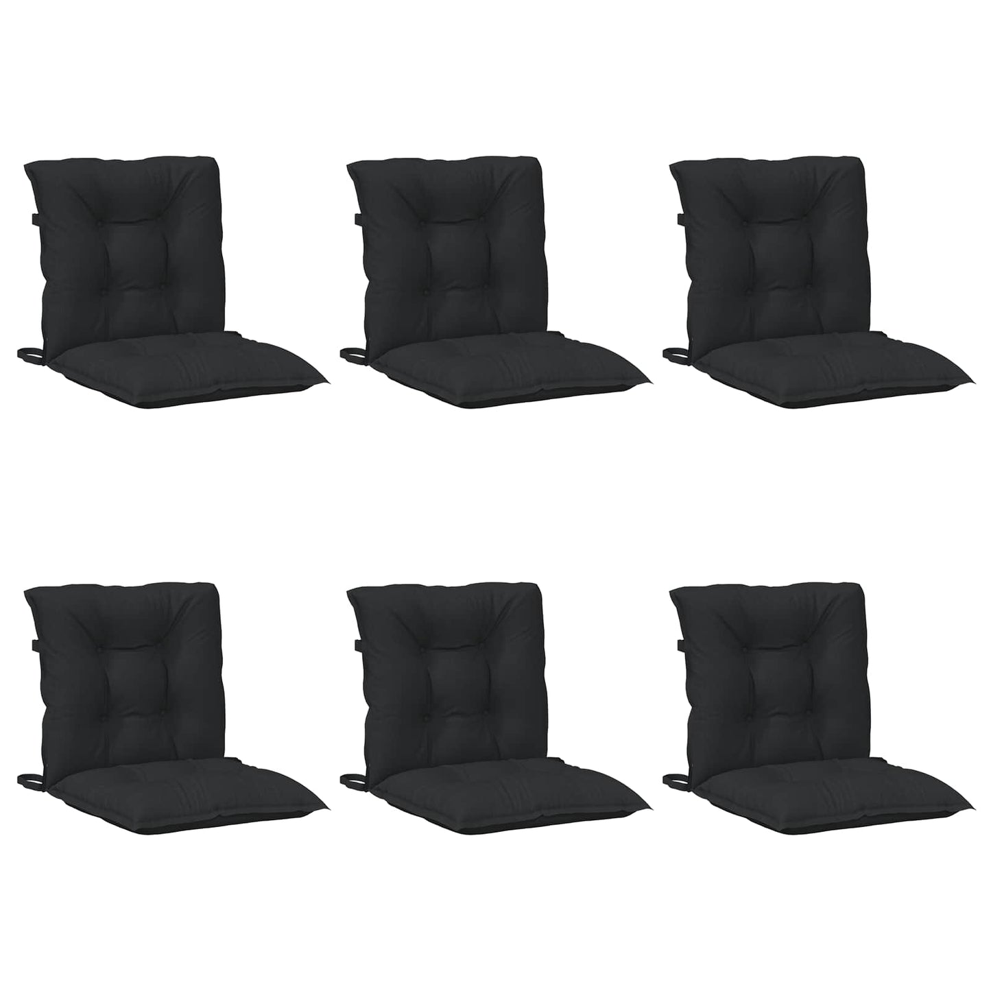 Laagrug Stoelkussens Set 6 pcs Melange Zwart 100 x 50 x 7 cm