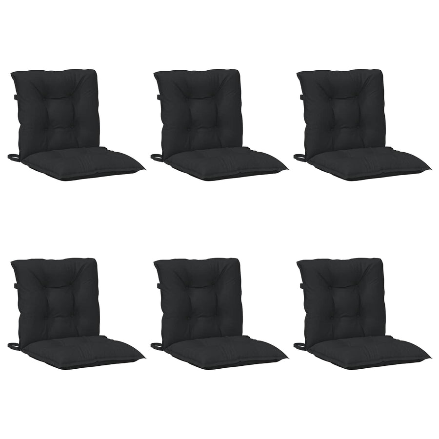 Laagrug Stoelkussens Set 6 pcs Melange Zwart 100 x 50 x 7 cm