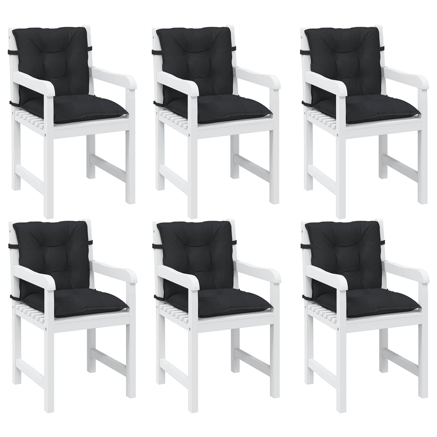 Laagrug Stoelkussens Set 6 pcs Melange Zwart 100 x 50 x 7 cm